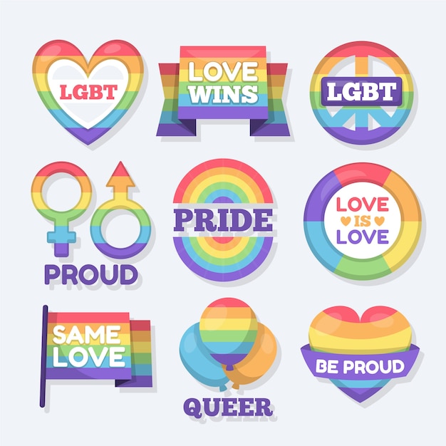 Pride day label set concept