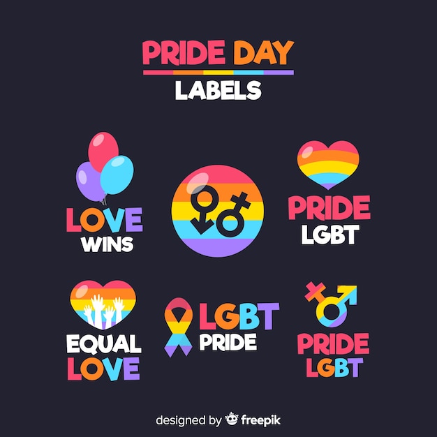 Free vector pride day labels collection