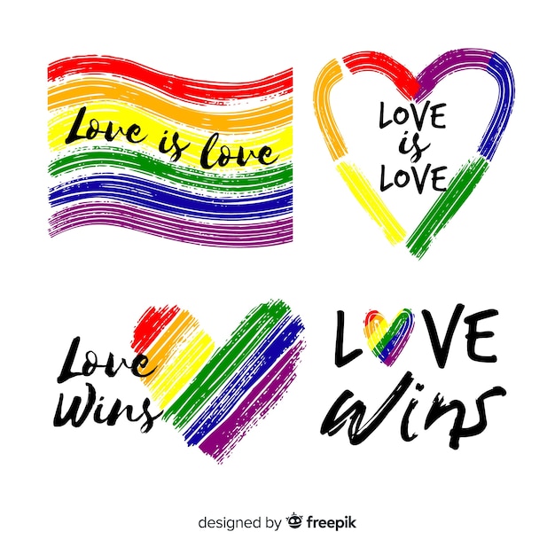 Free vector pride day labels collection