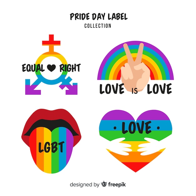 Free vector pride day labels collection