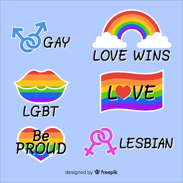 Free vector pride day labels collection