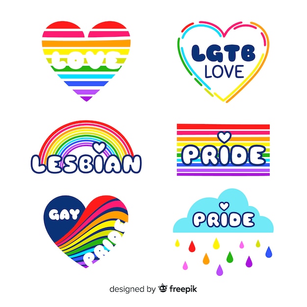 Free Vector pride day labels collection