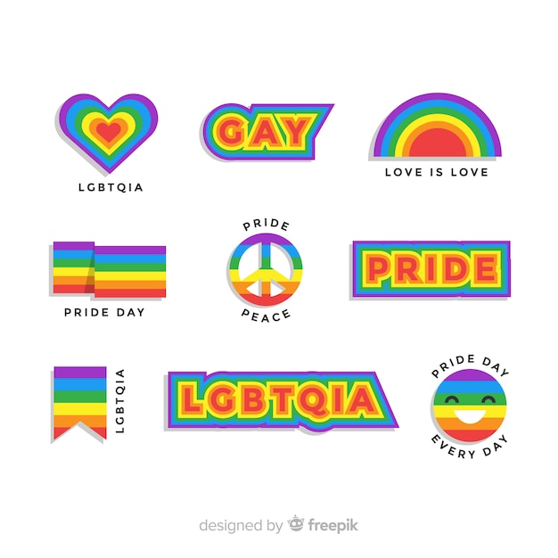 Free Vector pride day labels collection