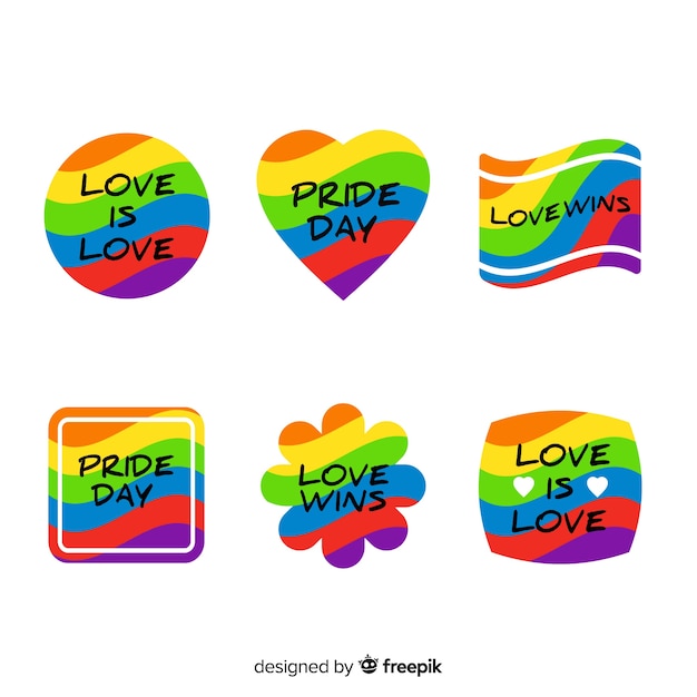 Free Vector pride day labels collection