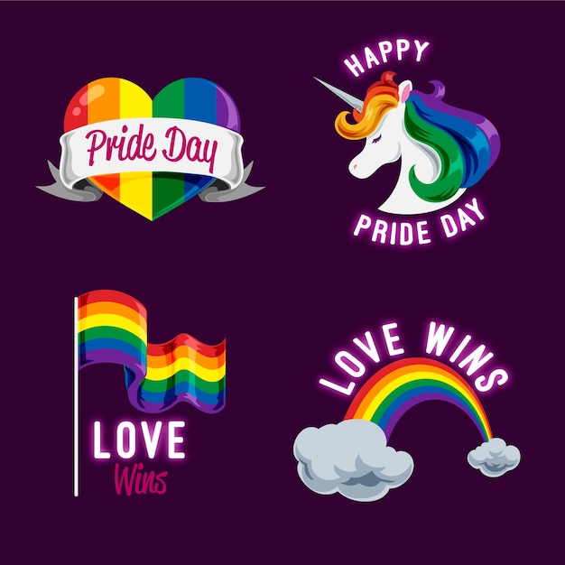 Pride day labels concept