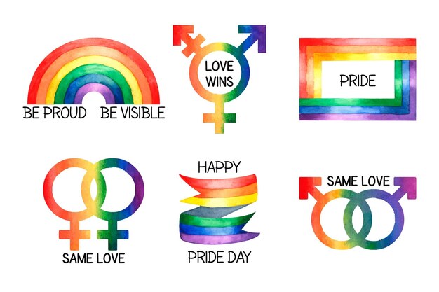 Pride day labels concept