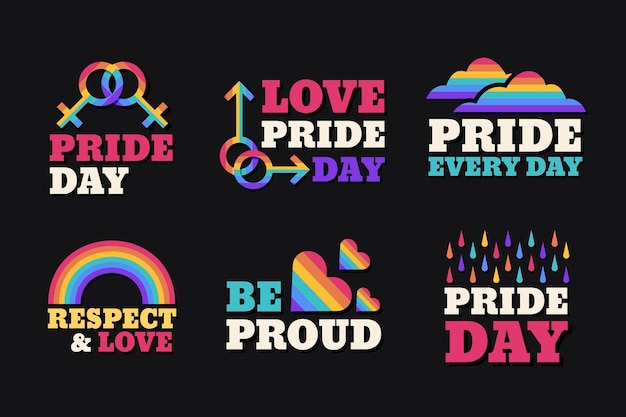 Pride day labels concept