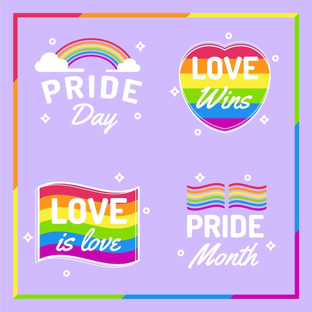 Pride day labels concept