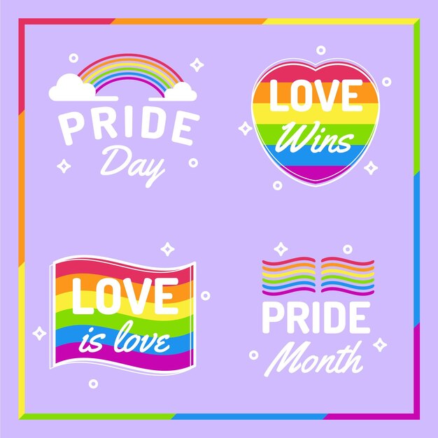 Pride day labels concept