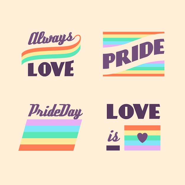 Free vector pride day labels design