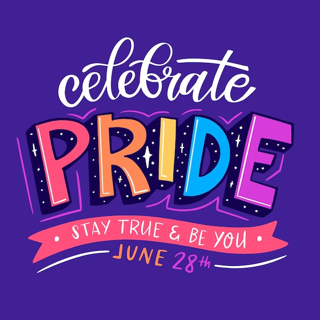 Free Vector pride day lettering on purple background