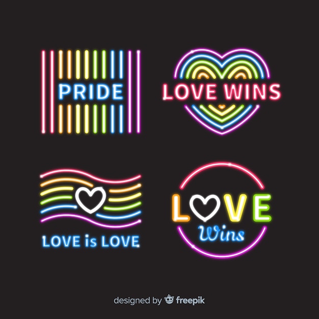 Pride day neon sign collection