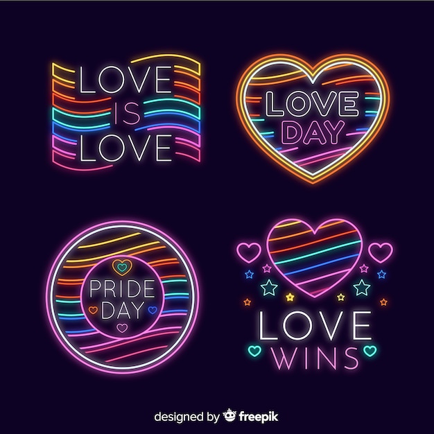 Pride day neon sign collection