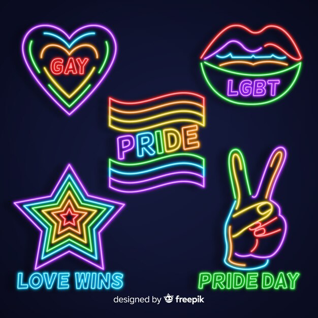 Pride day neon sign collection