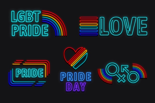 Pride day neon signs concept