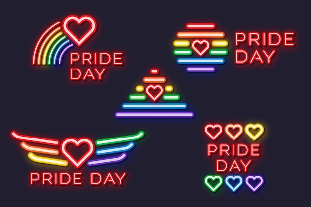 Free Vector pride day neon signs design