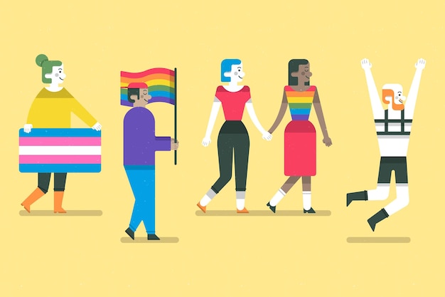 Free Vector pride day people collection