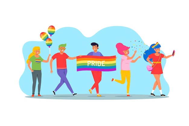 Free Vector pride day people concept