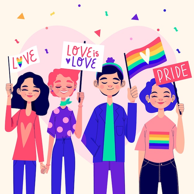 Free Vector pride day people concept