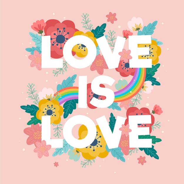 Free Vector pride day positive lettering style