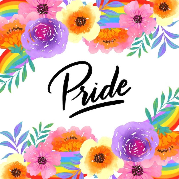 Free vector pride lettering watercolour flowers