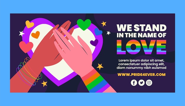 Pride month banner with people holding hands