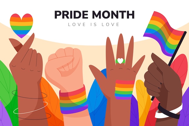 Pride month hand drawn flat lgbt background