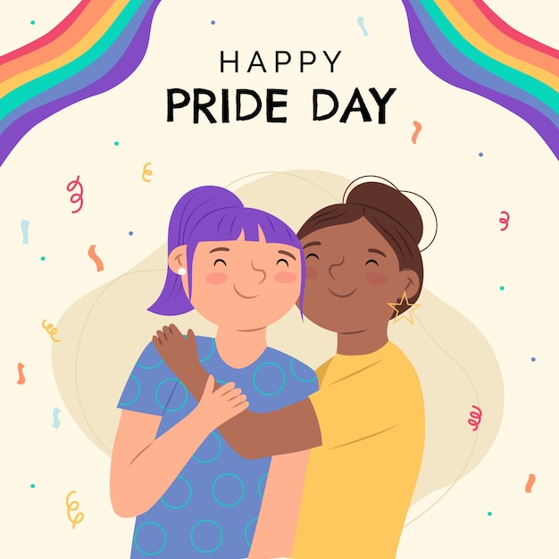 Pride month hand drawn flat lgbt illustration