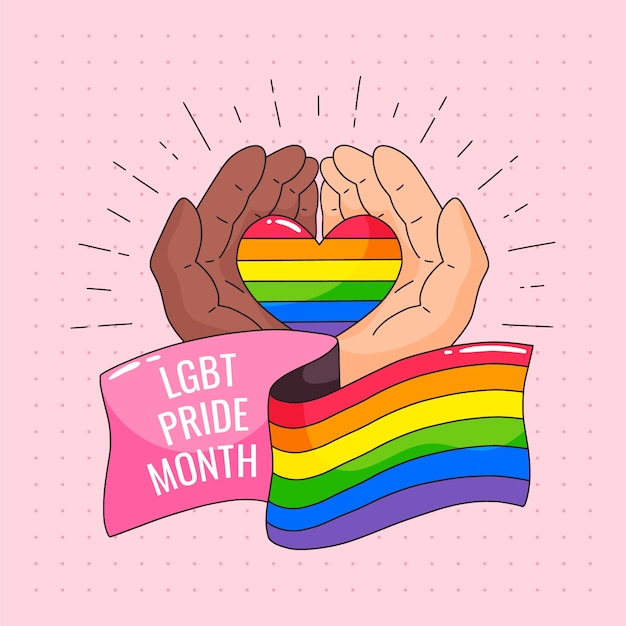 Pride month hand drawn lgbt logo template