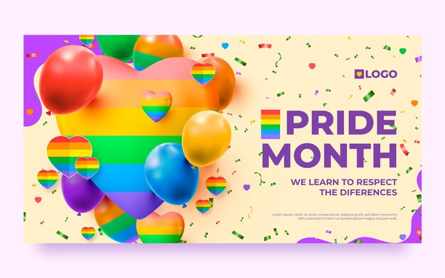 Pride month realistic banner