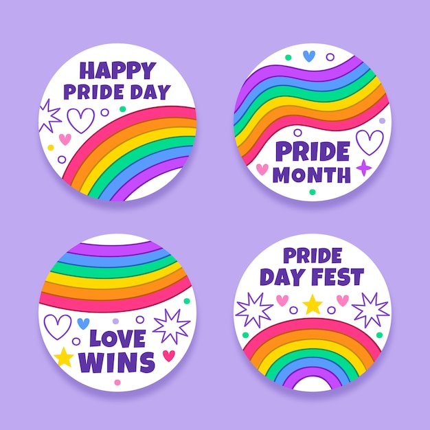 Pride month with rainbows labels template