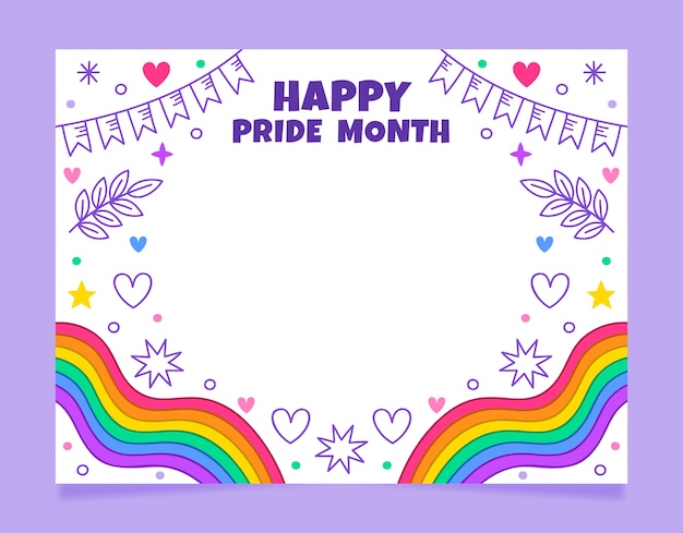 Pride month with rainbows photocall template