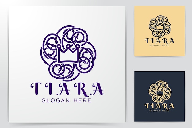 Free Vector princes tiara. mono line logo ideas. inspiration logo design. template vector illustration. isolated on white background