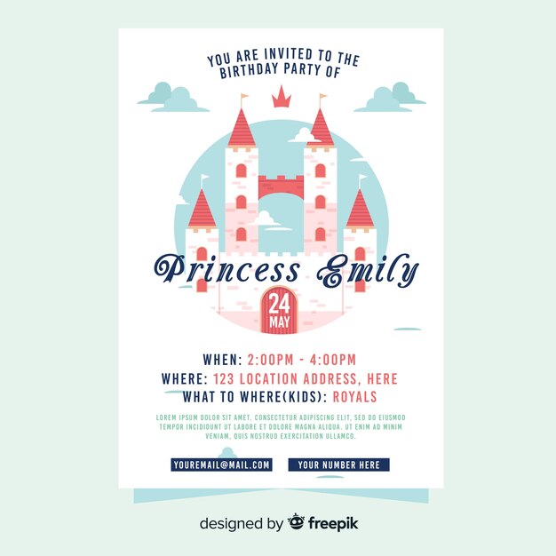 Princess castle party invitation template