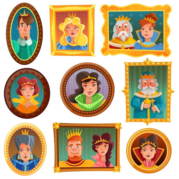 Free Vector princesses and queens portrait wall