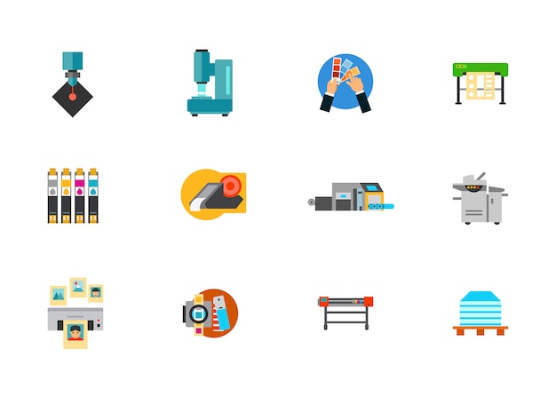 Print Media Production Icon Set