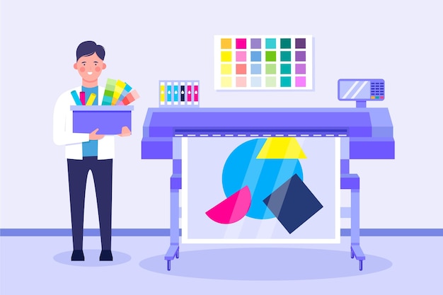 Printing industry  flat design illustration