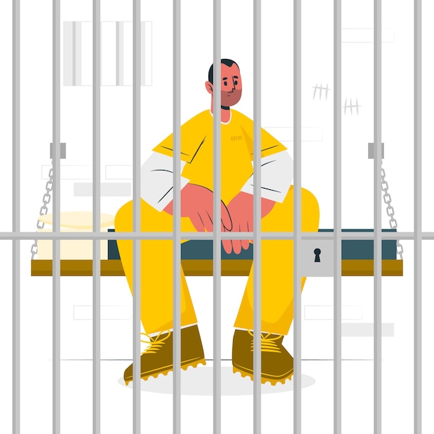 Free Vector prisoner in jail  concept illustration