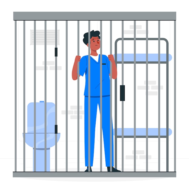 Free Vector prisoner in jail concept illustration