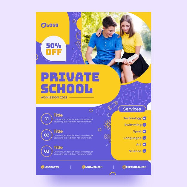 Private school education poster template