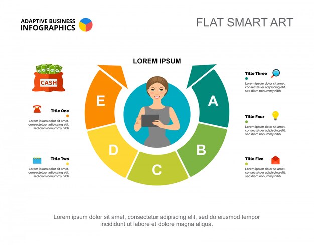 Process chart slide template. Business data. Graph, chart