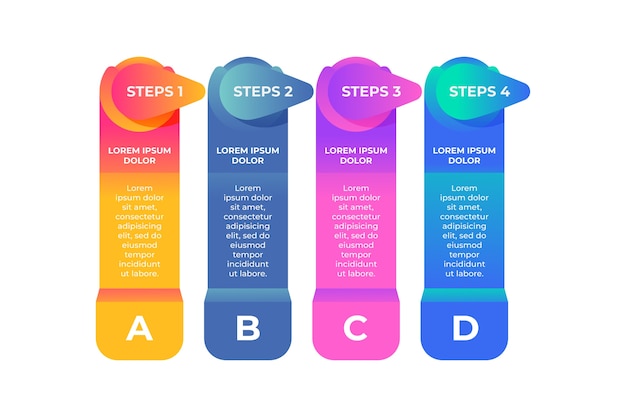 Process chart on steps infographic template