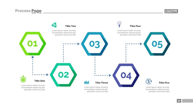 Free Vector process chart with five elements template