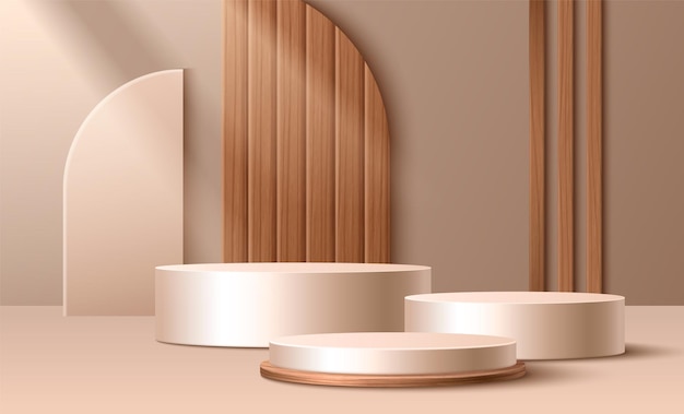 Free Vector product podium in beige pastel studio room