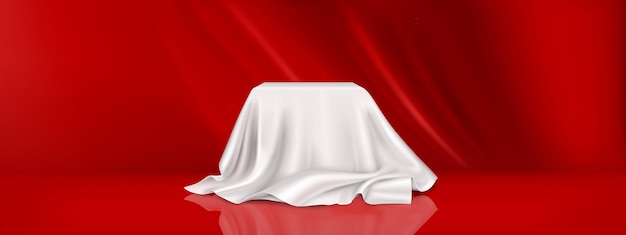 Free Vector product podium covered with white cloth