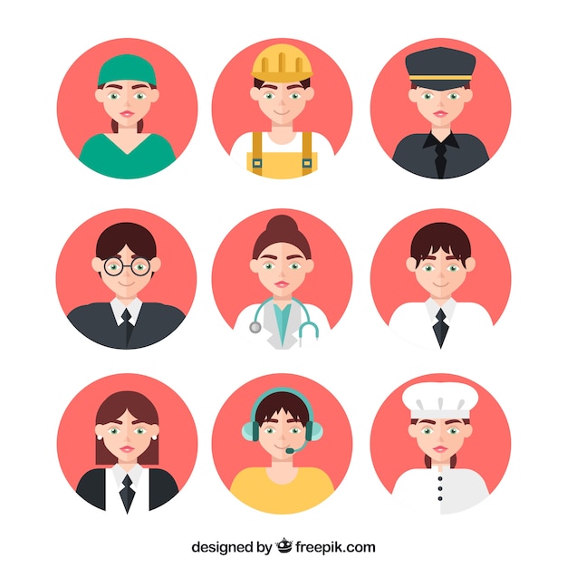 Professional avatars with flat design