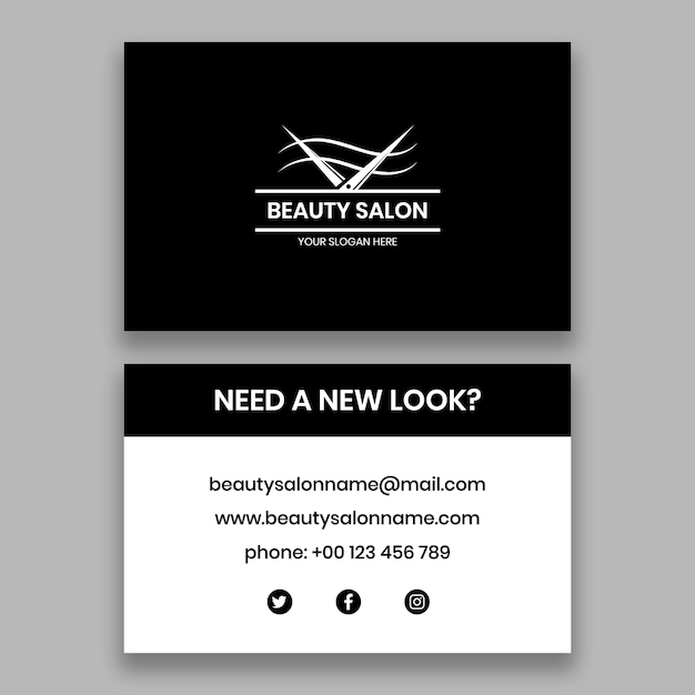 Free vector professional black and white beauty salon business card