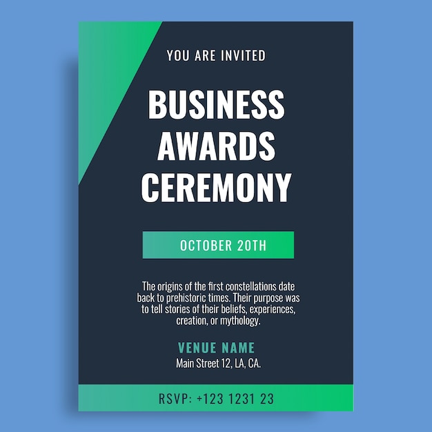 Free Vector professional business awards ceremony invitation