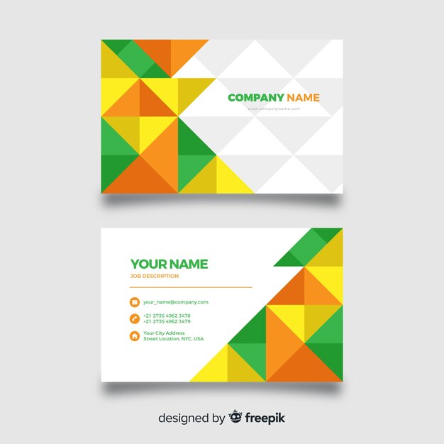 Professional business card template with geometric shapes