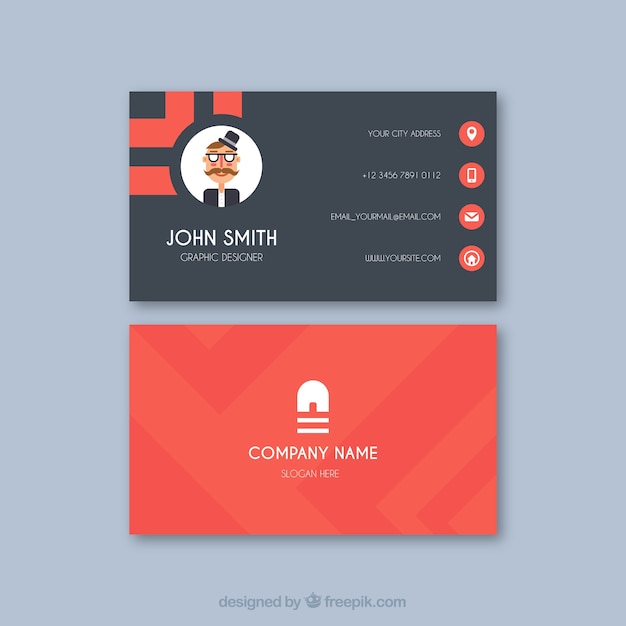 Professional business card with flat design